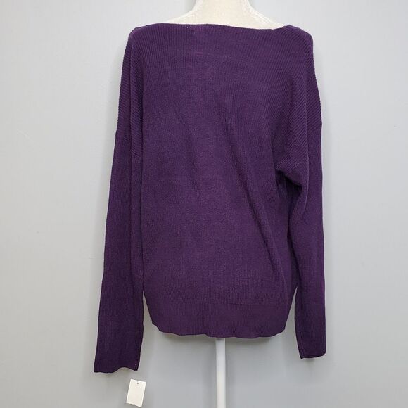 NEW BAR III purple sweater faux wrap surplice off shoulder XXL - Picture 5 of 8